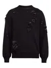 Mm6 Maison Margiela Mm6 By Maison Margiela Textured Black Wool Sweater With Relaxed Fit