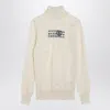 Mm6 Maison Margiela Distressed Crewneck Knitwear With Ribbed Finish In White