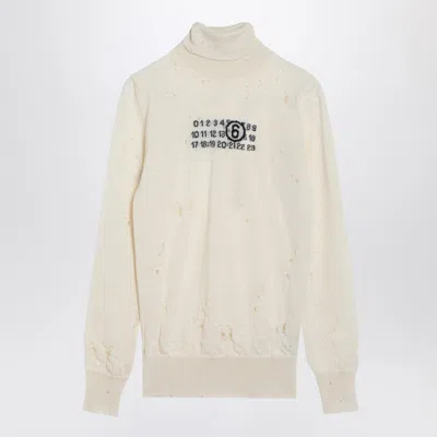 MM6 MAISON MARGIELA MM6 MAISON MARGIELA DISTRESSED TURTLENECK SWEATER WITH NUMERIC SIGNATURE