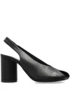 Mm6 Maison Margiela Block Heel Leather Open Toe Sandals In Black