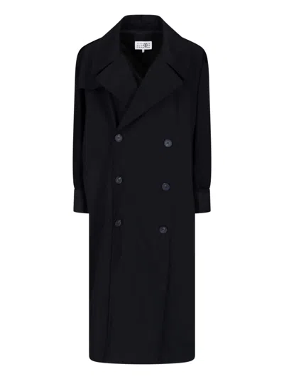Mm6 Maison Margiela Tailored Coat Mid Length Back Vent In Black