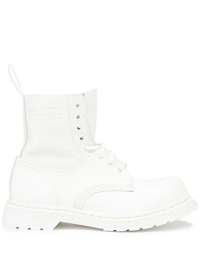 Mm6 Maison Margiela 1460 Lace-up Ankle Boots In White Leather