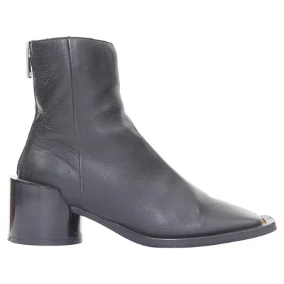 Pre-owned Mm6 Maison Margiela 2021 Anatomic Black Leather Square Toe Ankle Boots Eu36 Us6