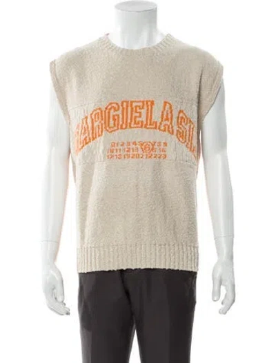 Pre-owned Mm6 Maison Margiela 2025 Graphic Print Sweater Vest W/ Tags In Neutral