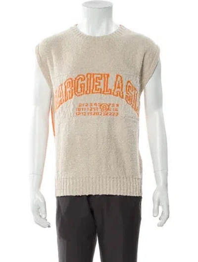 Pre-owned Mm6 Maison Margiela 2025 Graphic Print Sweater Vest W/ Tags In Neutral