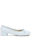 Mm6 Maison Margiela Woman Ballet Flats Light Grey Size 8 Leather In Blue