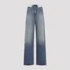 Mm6 Maison Margiela Wide Leg Five Pocket Trousers Waistband In Blue