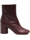 Mm6 Maison Margiela 70mm Leather Zip-fastening Block-heel Ankle Boots In Red