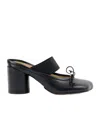 Mm6 Maison Margiela Mm6 By Maison Margiela Anatomical Black Goat Leather Sandals With Bow Detail In Black