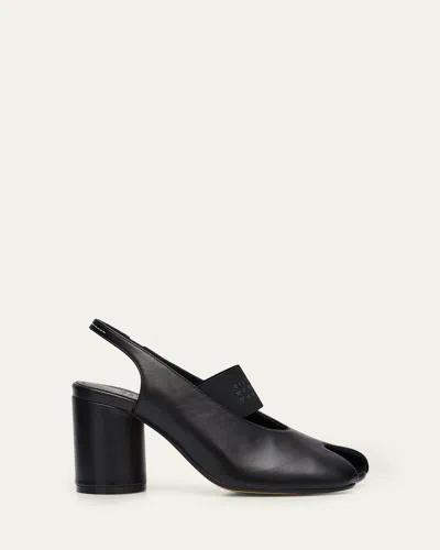 Mm6 Maison Margiela Sculpted Slingback Sandals With Tabi Split Toe And 8 Cm Heel In Black