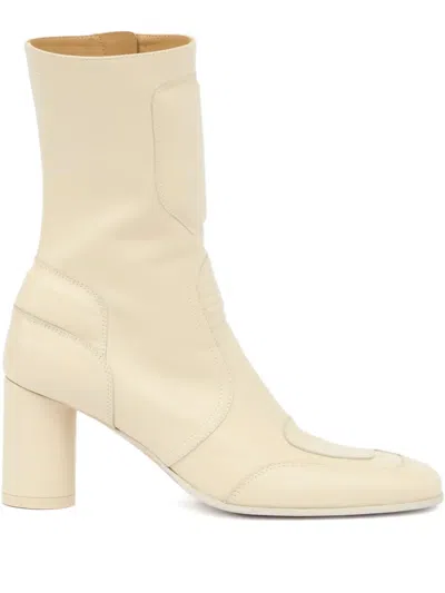 Mm6 Maison Margiela 90mm Block-heeled Ankle Boots In Neutral