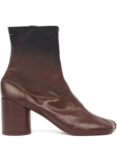 Mm6 Maison Margiela 90mm Leather Ankle Boots In Brown