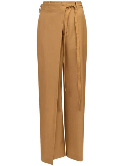 Mm6 Maison Margiela Wrap-design Flared Trousers In イエロー