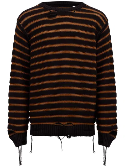 Mm6 Maison Margiela Stripe-pattern Jumper In ブラック