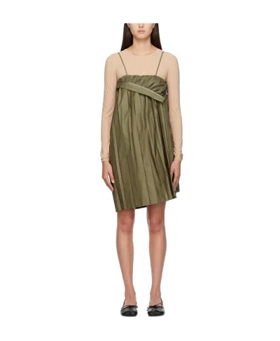 Mm6 Maison Margiela A Pleated Dress With Thin Shoulder Straps In Multicolor