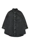 Mm6 Maison Margiela Abito Maxi Camicia In Denim Nero In Black