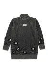 Mm6 Maison Margiela Abito Mini In Lana A Coste Con Rotture In Black