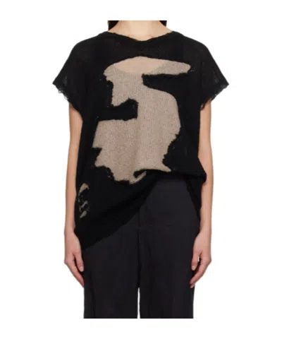 Mm6 Maison Margiela Abstract Colourblock V-neck Vest In 962 Black/beige