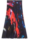 Mm6 Maison Margiela Space Print Pleated Midi Skirt In Black