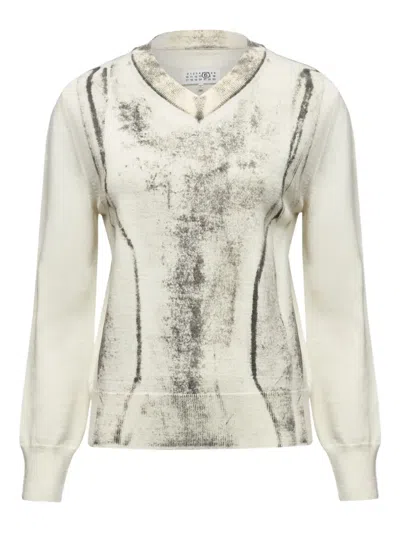 Mm6 Maison Margiela Abstract-print Sweater In Neutral