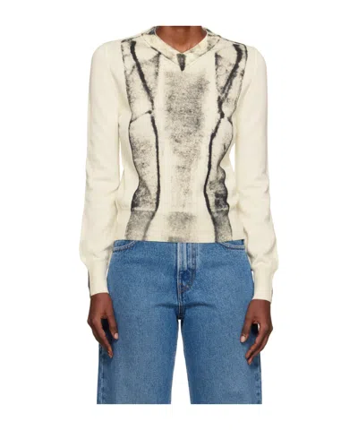 Mm6 Maison Margiela Abstract-print Sweater In Neutral