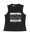 Mm6 Maison Margiela Crew Neck Graphic Print Sleeveless Top In Black