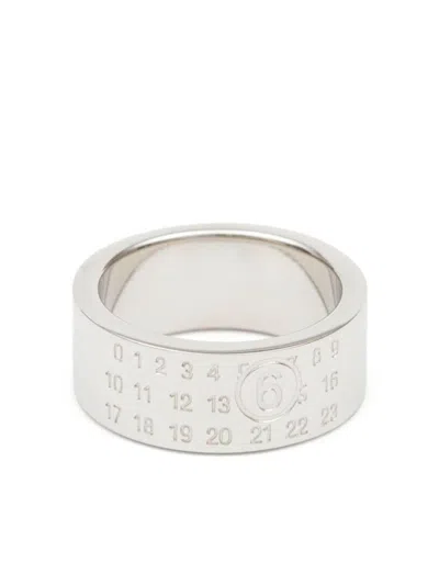 Mm6 Maison Margiela Silver Minimal Logo Ring In 951 Palladio Polishe