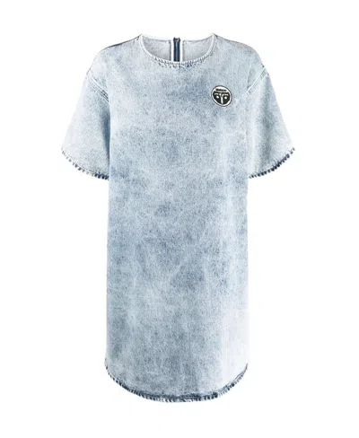 Mm6 Maison Margiela Acid-wash Denim Dress In Blue