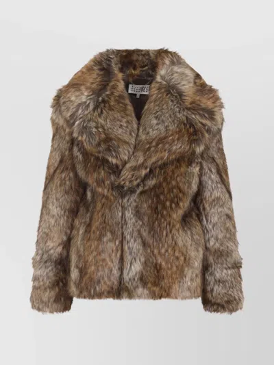 Mm6 Maison Margiela Acrylic Jacket Synthetic Fur In Brown