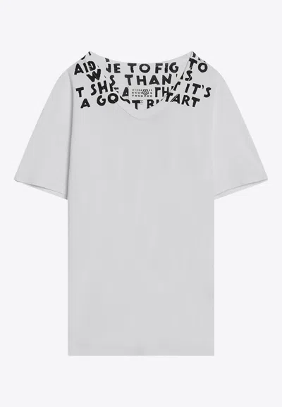 Mm6 Maison Margiela Aids Print V-neck T-shirt In White