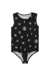Mm6 Maison Margiela Body In Jersey Stretch Allover Numeric Logo In Black