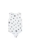 Mm6 Maison Margiela Allover Numeric Logo Stretch Jersey Bodysuit In White