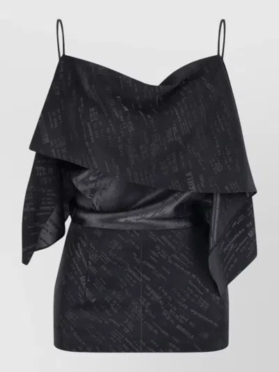 Mm6 Maison Margiela Allover Print Draped Top Spaghetti Straps In Gray
