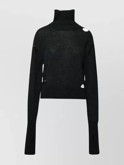 Mm6 Maison Margiela Grey Alpaca-blend Turtleneck Sweater In Green