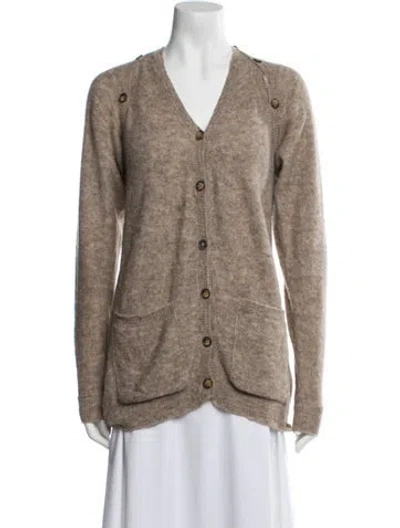 Pre-owned Mm6 Maison Margiela Alpaca V-neck Sweater In Brown