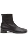 Mm6 Maison Margiela Logo Embroidered Block Heel Ankle Boots In Black
