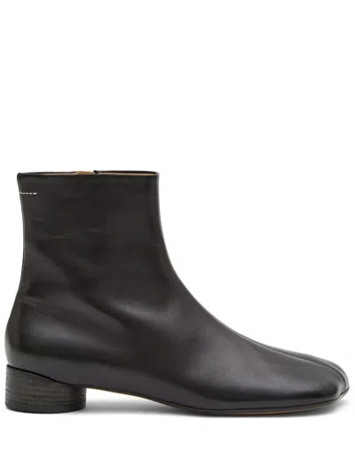 Mm6 Maison Margiela Anatomic 35mm Leather Ankle Boots In Black