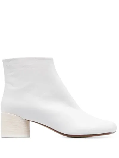 Mm6 Maison Margiela Woman Ankle Boots Off White Size 8 Soft Leather