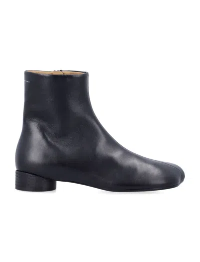 Mm6 Maison Margiela Square-toe Leather Ankle Boots In Black
