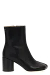 Mm6 Maison Margiela Round Toe Leather Ankle Boots With Seam Detailing In Black