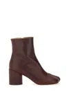 Mm6 Maison Margiela 70mm Leather Zip-fastening Block-heel Ankle Boots In Brown