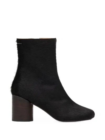 Mm6 Maison Margiela Anatomic Ankle Boots In Ponyhair In Black