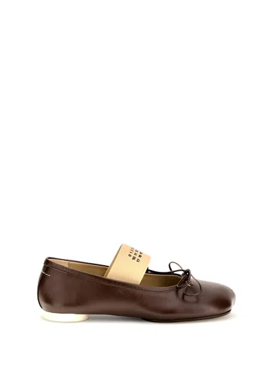 Mm6 Maison Margiela Anatomic Ballerinas In Brown
