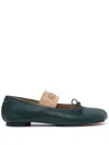 Mm6 Maison Margiela Anatomic Numbers-motif Leather Ballerinas In Green