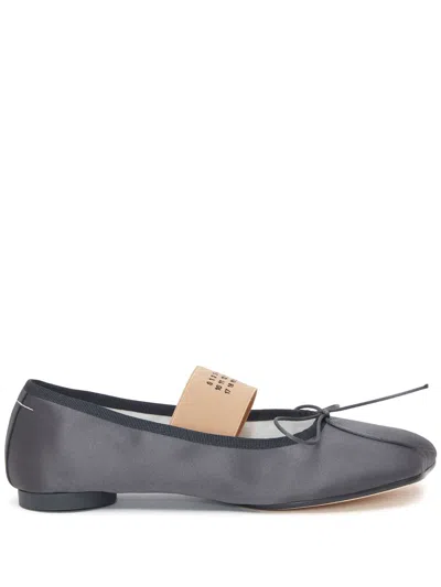 Mm6 Maison Margiela Anatomic Numbers-print Ballerina Shoes In Charcoal Grey