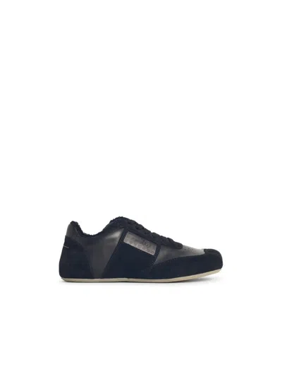 Mm6 Maison Margiela Black Leather And Suede Anatomic Sneakers