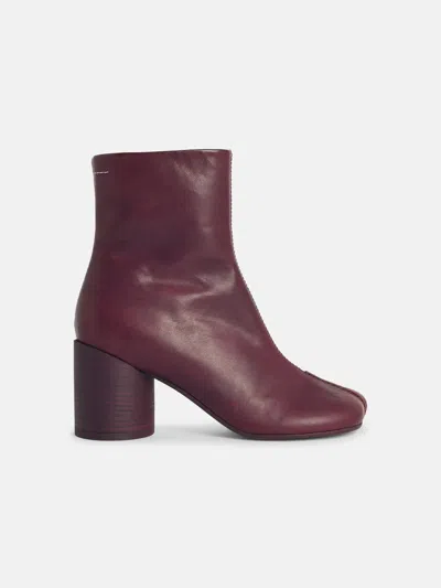 Mm6 Maison Margiela 'anatomic' Burgundy Leather Ankle Boots