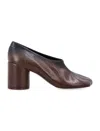 Mm6 Maison Margiela Block Heel Round Toe Anatomic Pumps In Brown