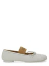 Mm6 Maison Margiela Ballerina Square Toe Bow Detail In White