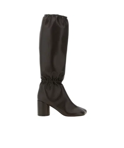 Mm6 Maison Margiela Anatomic Elasticated-detail Knee-high Boots In Brown